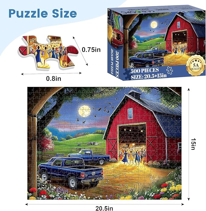 500 Pieces Jigsaw Puzzles for Adults, Evening Farm Puzzle for Adults Children Seniors, Dance Puzzle 500 Pieces, Gift for Birthday, Home Decor, Fun for Family(20.5 * 15 in)