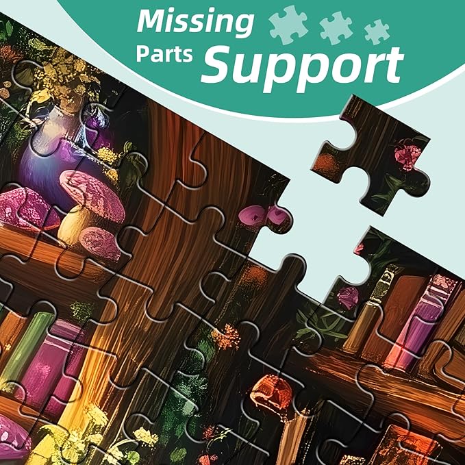 300 Pieces Puzzle for Adults,Merry Mushroom Cottage Jigsaw Puzzle for Adults Teens,Large Pieces Puzzles for Kids Ages 8-12,Challenging 300 Pieces Puzzle for Family,Great Gift for All Ages,20.5 x 15 In