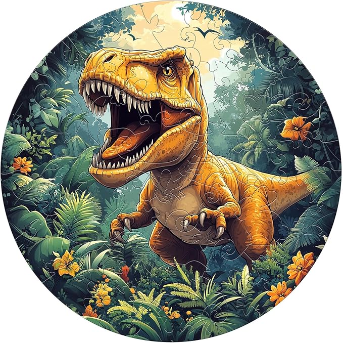 Wooden Puzzles for Kids Ages 4-6, Dinosaur 50 Pieces Kids Puzzle, Children Birthday Easter Puzzle Gift Idea, Educational Puzzles Toys for Boys and Girls (11.4 * 11.4in)
