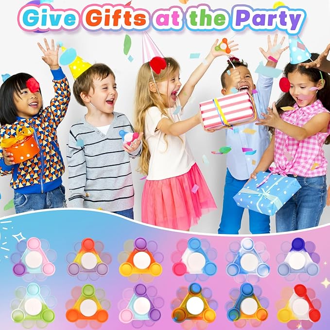 12PCS Pop Fidget Spinners - Colorful Party Favors for Kids -Fidget Spinners Bulk-Sensory Toys for Stress Relief and Anxiety - Classroom Prizes,Goodie Bag Stuffers