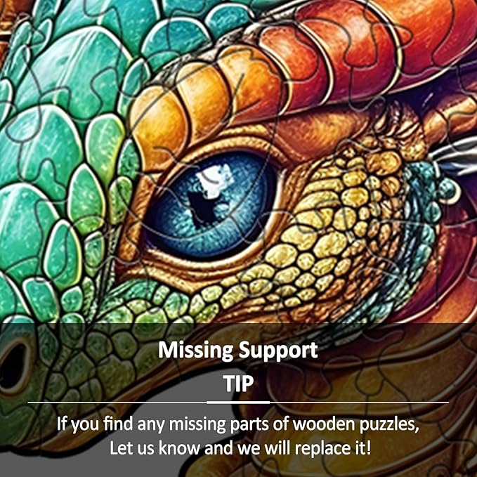 Wooden Puzzles for Adults - Reading Dragon Wood Puzzles Adult - Unique Animal Shape Wooden Jigsaw Puzzles for Adults - Birthday Gifts for Puzzle Lovers, Family (8.5 * 8.5in)