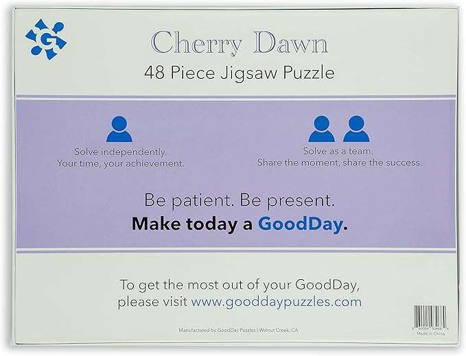 Large Piece Jigsaw Puzzle – Easy & Colorful, Dementia & Memory Activities for Seniors, Elderly Gifts, 48 Pieces, Cherry Dawn