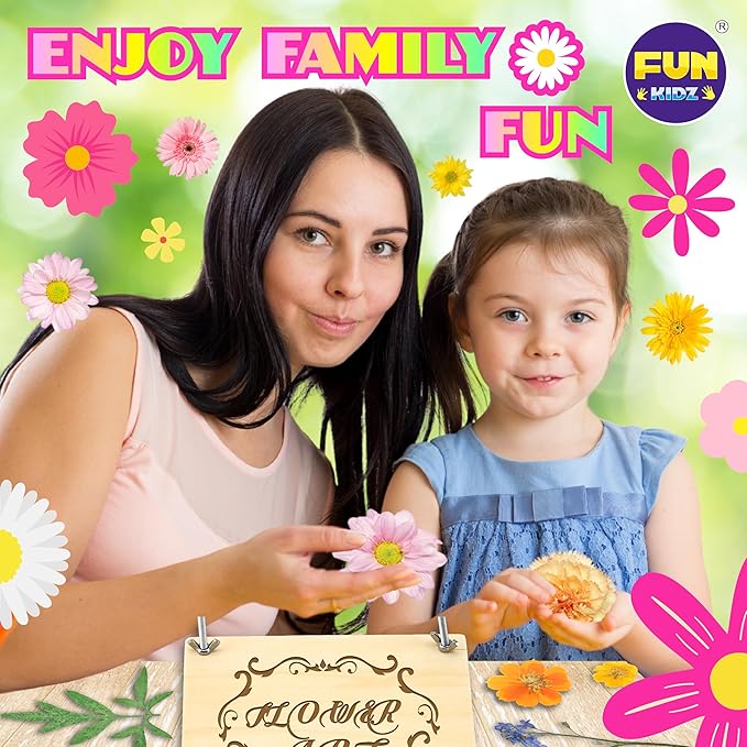 Creative Flower Press Kit for Kids, FunKidz 9 Layers Wooden Pressed Flowers Plants Art with Frames DIY Set Make Bookmarks Decorate Cards Craft Gift for Girls Boys