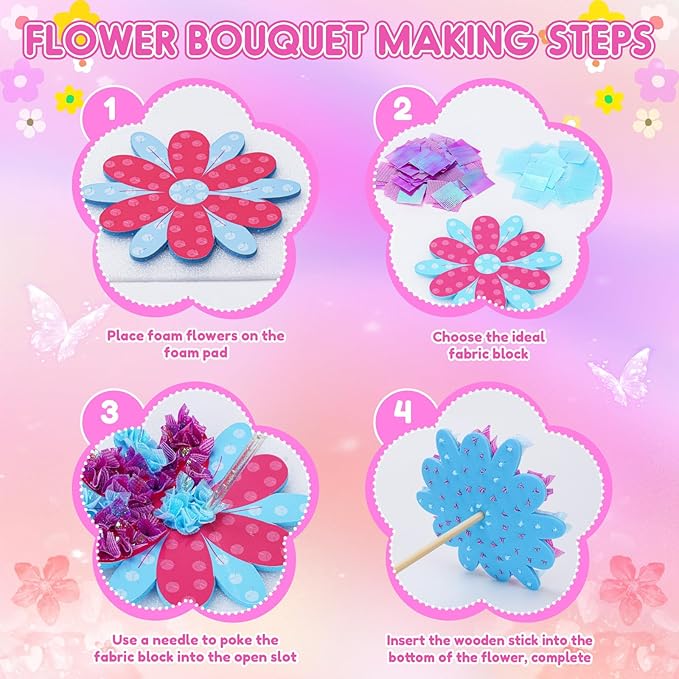 Poke in Fun Art Flower Craft Kits for Kids, Gifts for 6 7 8 9 10 Year Old Girls Art Supplies Activity,Creative Educational Toys for Girls & Boys Age 5-12,Birthday Gifts,Party Favours & Home Décor