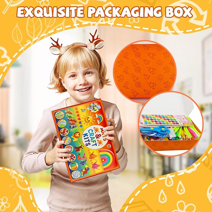 DOITEM Pipe Cleaners Craft Supplies, Arts and Crafts Supplies Including Pipe Cleaner Wiggle Googly Eyes Pom Poms Feathers Sticks Sequins for Kids Over 8 Years Old