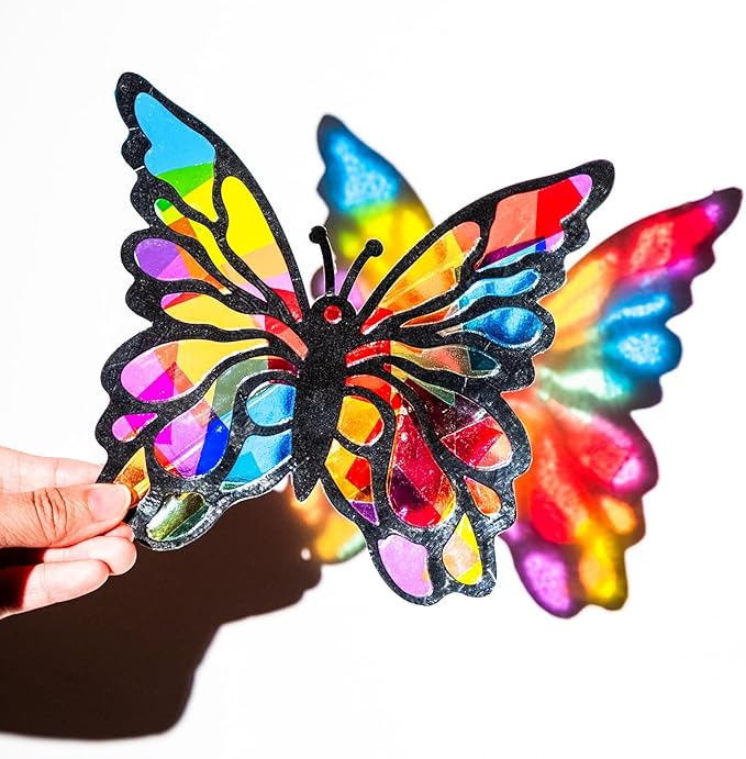 EggSun 36 Sets Butterfly Suncatchers Crafts Kit for Kids Ornaments Stained Glass Window Arts and Crafts Supplies for Classroom Holiday Birthday Projects Home Party Favors Decorations Ages 4 8 12