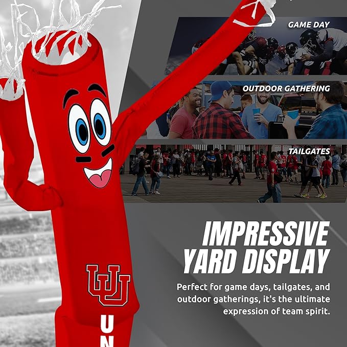 NCAA Utah Utes Football Wacky Waving Inflatable Tube Guy with LED Lights & Built-in Blower - 6" x 36" x 96" Inflatable Tube Man Crazy Sports Fan Outdoor Party Decoration