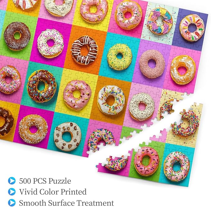 Jigsaw Puzzles 500 Pieces for Adults, Families Colorful Donuts Puzzles Pieces Donuts Family Puzzle Doughnuts Jigsaw Puzzle Donuts Jigsaw Puzzle Donut Puzzle