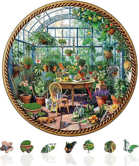 Jigfoxy Wooden Puzzles for Adults, Botanical Garden Wood Puzzles Adult, Unique Animal Shape Wooden Jigsaw Puzzles for Adults, Birthday Gifts for Puzzle Lovers, Family, Friend (M-11.4 * 11.4in-200pcs)