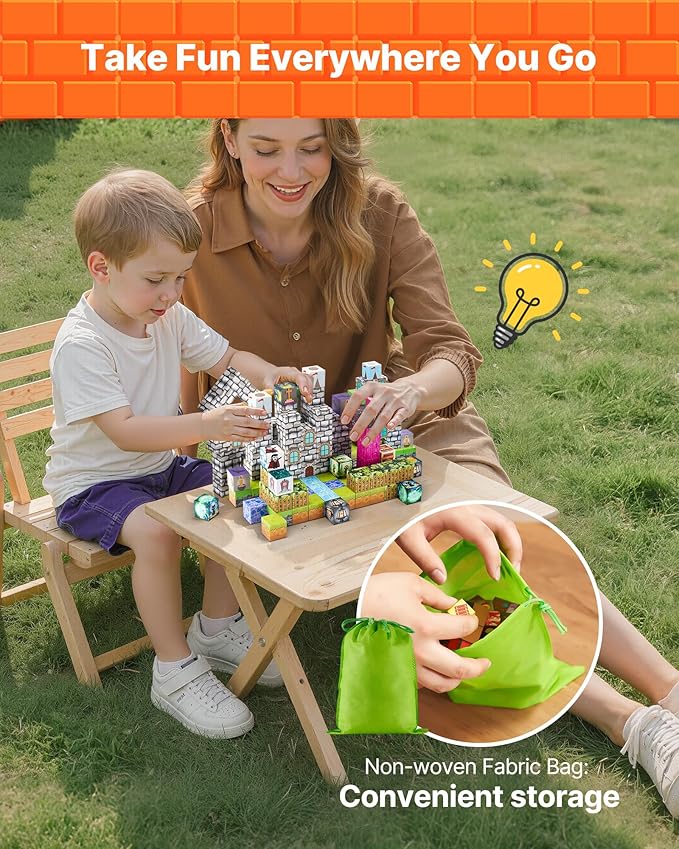 VEVOR Magnetic Blocks, 100 PCS Cemetery Zombies Set, Magnetic Building Cubes for Kids, STEM Montessori Sensory Toys for Christmas Birthday Gift, Construction Stacking Toy for 3+ Years Old Boys & Girls
