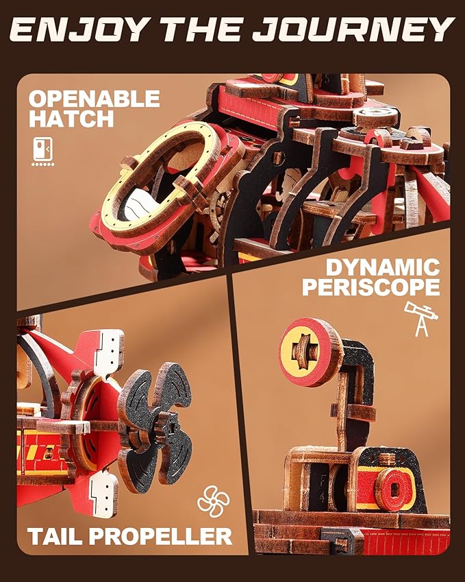 ROKR Pendulum Balance Toy, 3D Wooden Puzzles for Adults, Retro Deep-Sea Adventurer, DIY Craft Wood Puzzle Kit, Unique Gift for Men Women