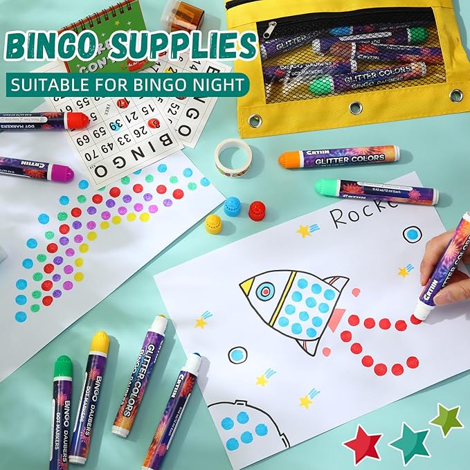 Crtiin 48 Pack Dot Markers Bulk, 12 Colors Washable Dot Markers for Toddlers Art, Children Painting Crafts, Bingo Daubers Supplies for Kids Preschool Children, Non Toxic Water-based Bingo Daubers