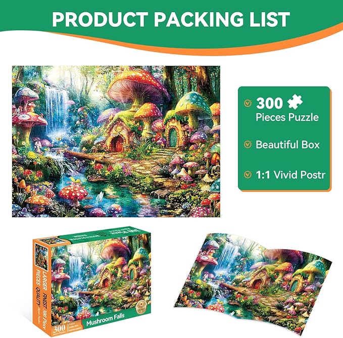 300 Piece Puzzles for Adults – Jigsaw Puzzle Mushrooms Forest Puzzle for Adults, Kids, and Seniors – Challenging Puzzle Gift for Family Fun, Home Decor & Wall Art, 20.5 x 15 in