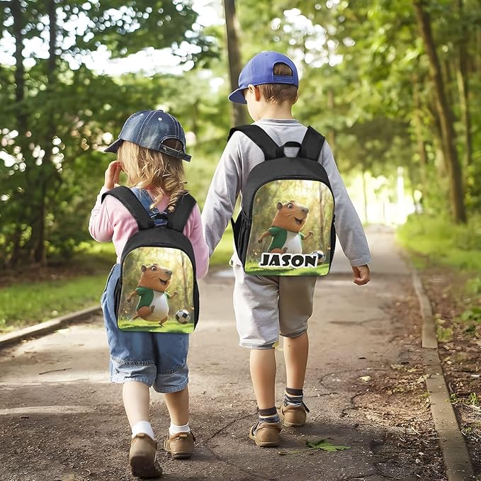 Soccer Capybara Toddler Backpack for Boys Girls 3-6 Kindergarten Bookbag for Elementary Mini Kids Bookbag for Preschool for Travel