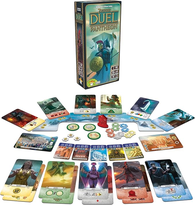 Asmodee 7 Wonders Duel Pantheon Board Game Expansion - Intense Two-Player Battles in The Ancient World, Strategy Game for Kids and Adults, Ages 10+, 2 Players, 30 Minute Playtime