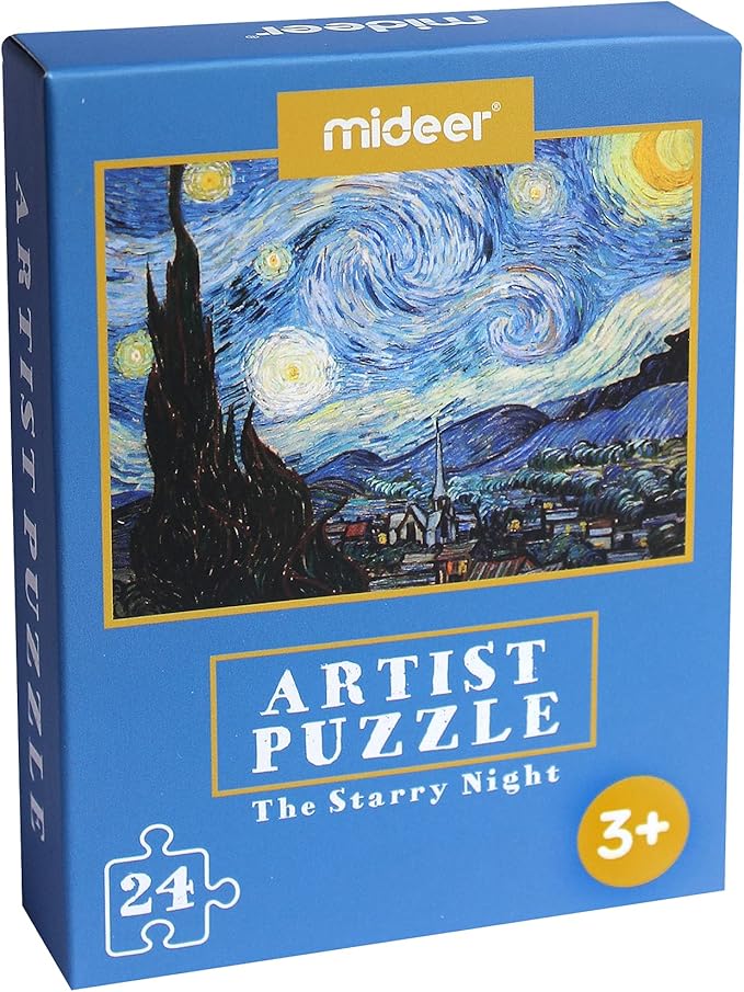 24 Pieces Starry Night Puzzle, Toddler Easy Puzzles for Kids Ages 3-5,4-6 Artist-an Intellectual Decompression Entertainment Game and Preschool Educational Learning Toys