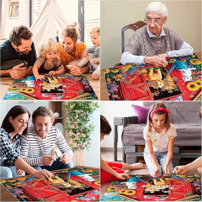 300 Piece Puzzle for Adults Dog Cat Flower Jigsaw Puzzle, Recycled Cardboar Jigsaw Puzzles 300 Pieces for Kids Senior, Challenging Puzzles Family Birthday Party Toy Gift for Friends 20.5"x15"