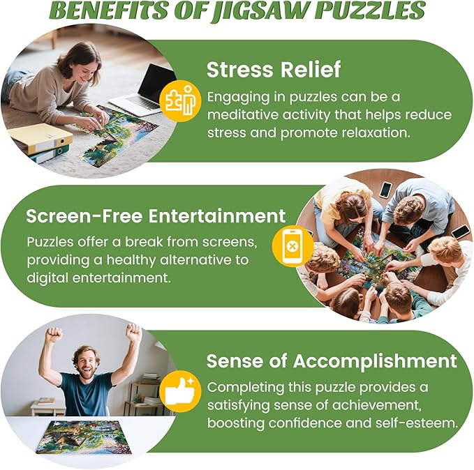 500 Pieces Puzzle for Adults,Waterside Cottage Puzzle,Recycled Cardboard Peaceful Pond Puzzles 500 Pieces,Challenging Game Home Decor Birthday Party Gift Toy for Adults Kids Seniors 20.5 * 15 in