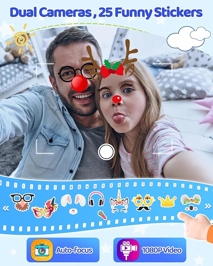 KOKODI Kids Smart Phone Toys, Touchscreen HD Dual Camera Cell Phone for Kids, Birthday Gifts Dinosaur Toddler Play Phone for Boys 3-10, Travel Learning Toy for Kids with 8GB SD Card(Navy Blue)