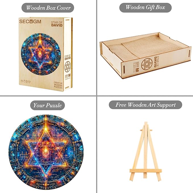 Wooden Puzzles for Adults - Star of David Wood Puzzles Adult - Unique Animal Shape Wooden Jigsaw Puzzles for Adults - Birthday Gifts for Puzzle Lovers, Family (11.4 * 11.3in)