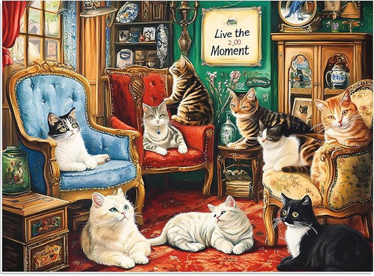 500 Pieces Puzzle for Adults,Cats Home Puzzle, Recycled Cardboard Animals Jigsaw Puzzles 500 Pieces,Challenging Puzzles Game Home Decor Birthday Party Gift Toy for Adults Kids Seniors 20.5 * 15 in