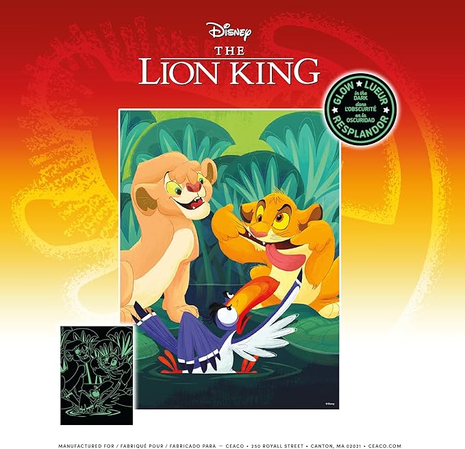 Ceaco - Disney - The Lion King - Making Faces - Glow in The Dark - 100 Piece Jigsaw Puzzle