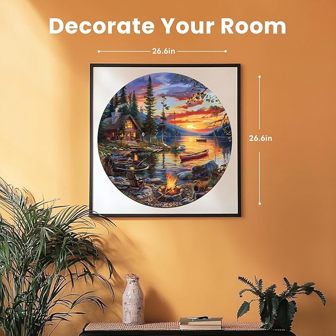 Masseruon 1000 Piece Puzzle for Adults, 26.6 * 26.6in Canoe Lake Puzzle for Adults, 1000 Pieces Jigsaw Puzzles, Adult Puzzles Game, Unique Gift for Women Men