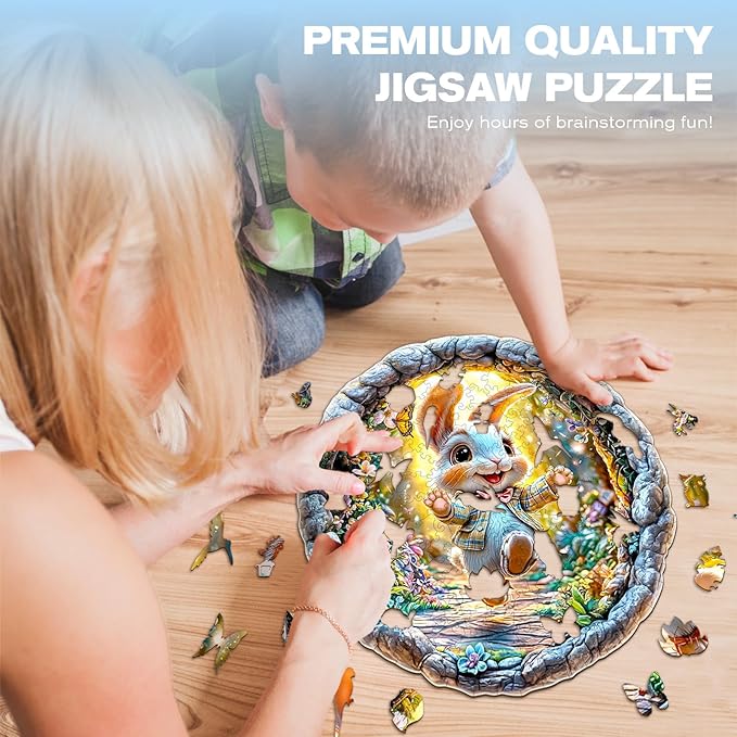 Wooden Puzzles for Adults - Cheerful Bunny Wooden Puzzles - Unique Shaped Wooden Jigsaw Puzzles - Animal Wooden Puzzle Creative Bunny Gifts - Puzzle Toys - 280pcs