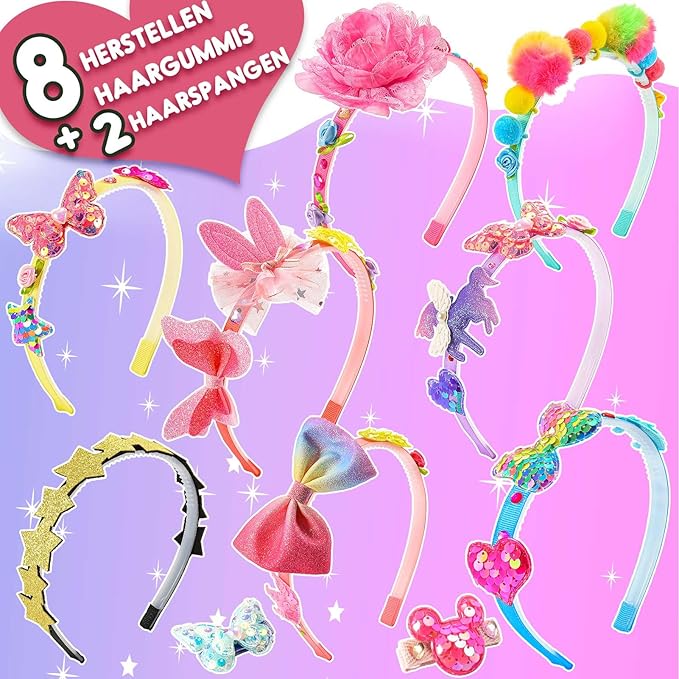 SYOKZEY Hair Accessories for Girls, Headband Making Kit,Toys Gifts for 3-12 Years Old Girls,Toys Age 6-8, Arts and Craft Kits, Birthday Presents DIY Christmas Basket Stuffers- 49 Pc