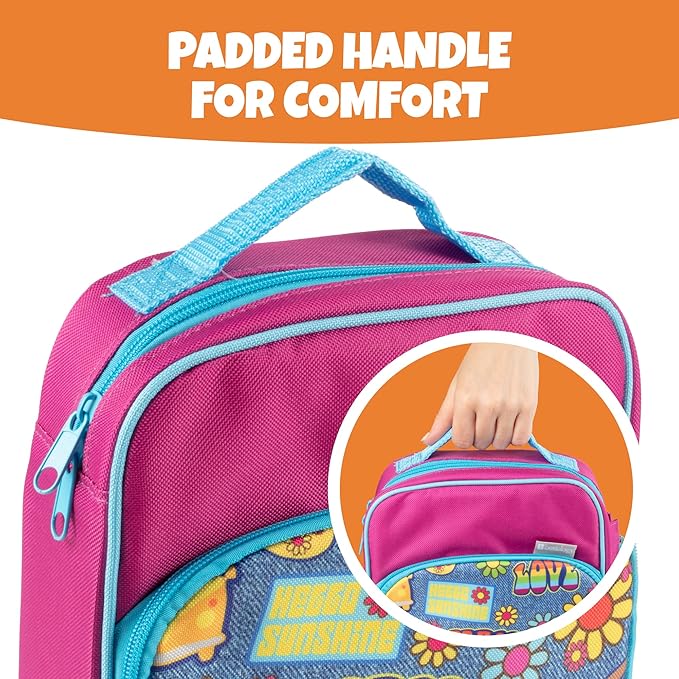 Kids Insulated Lunch Box w Snack Pocket & Expandable Water Bottle Holder For Girls- Waterproof Lunchbox Tote Keeps Food Hotter or Colder Longer - Reusable Back to School Bag Fits Most Bento Containers