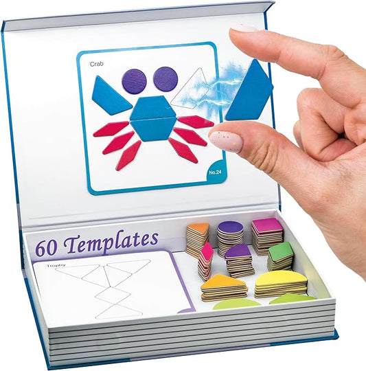 Dementia Activities for Patients, 170 Pieces Magnetic Tangrams Puzzle Games for Dementia Seniors, Colorful Shape Pattern Alzheimers Products for Elderly, Tile Matching Board Memory Cognitive Gifts