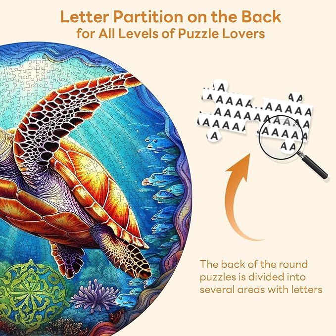 Masseruon 1000 Piece Puzzle for Adults, 26.6 * 26.6in Deep Sea Turtle Puzzle for Adults, 1000 Pieces Jigsaw Puzzles, Adult Puzzles Game, Unique Gift for Women Men