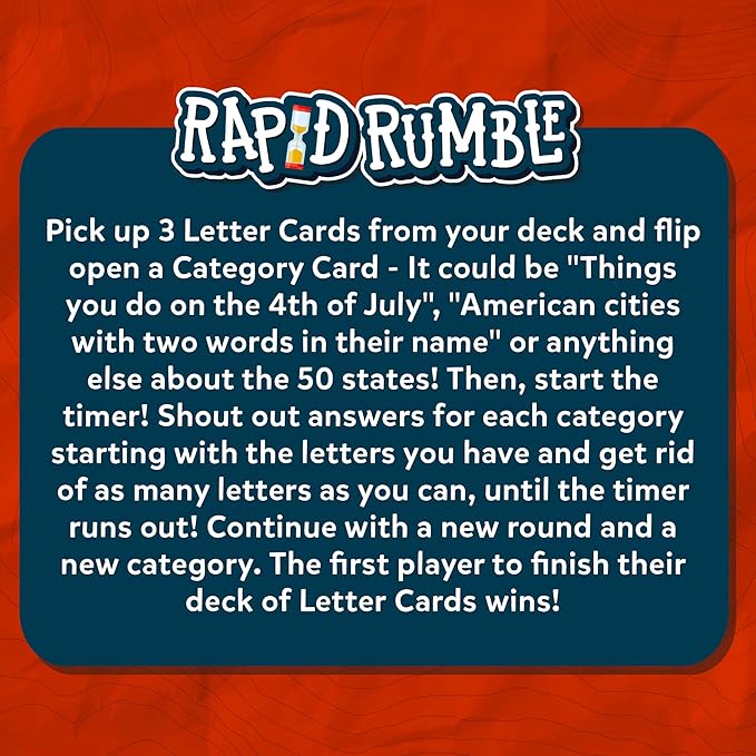 Skillmatics Rapid Rumble - A Trip Around The 50 States, Fast-Paced Board Game for Kids, Teens & Adults, Fun for Family Game Night & Educational Toy, Quick-Thinking, Gifts for Kids Ages 8, 9, 10 & Up