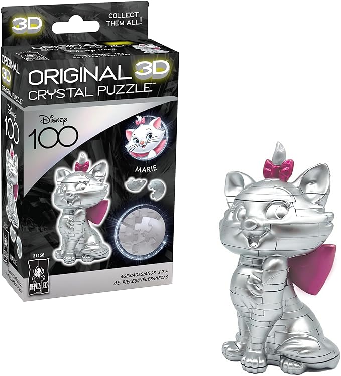 Bepuzzled, Disney Platinum Marie: Purr-fectly Charming 3D Crystal Puzzle Straight from The Aristocats, Ages 12 and Up