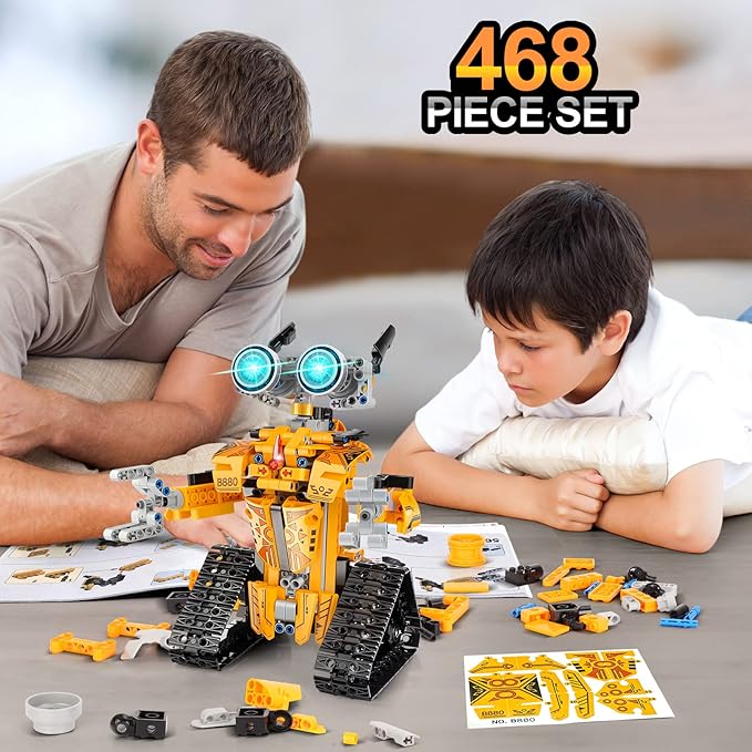 Sillbird Robot Building Kit with Remote Control STEM Gifts for Boys Age 8-12, Technic Buildable Coding Robotic Set Birthday Toys for Kids Teens (468 Pieces)