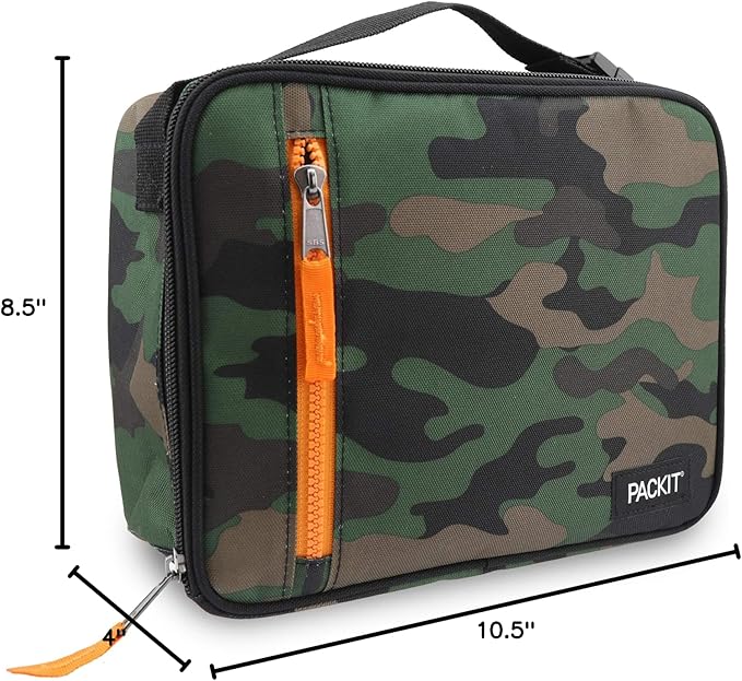 PackIt Freezable Classic Lunch Box, Camo, Built with EcoFreeze Technology, Collapsible, Reusable, Zip Closure With Zip Front Pocket and Buckle Handle, Perfect for Lunches