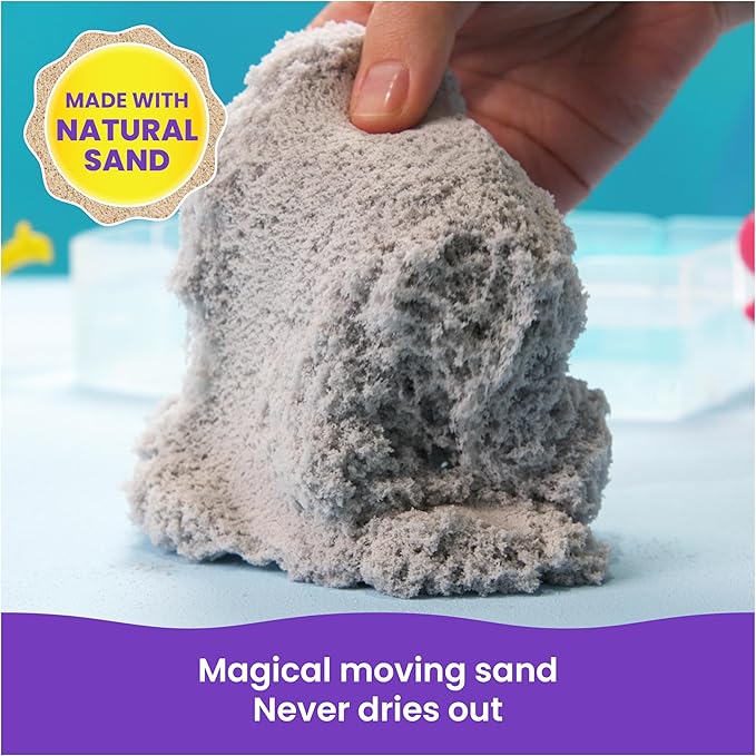 Kinetic Sand, Splash Starter Case with 6oz Color-Change Play Sand, 3 Tools & Molds, Reusable Storage, Sensory Toys for Kids Ages 3 and up