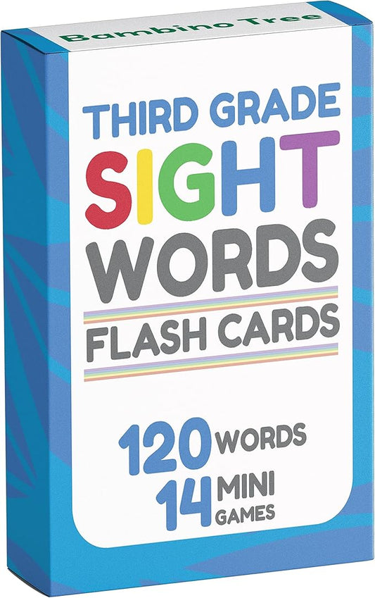 Sight Words Flash Cards 3rd Grade - 120 High Frequency Words from Dolch's and Fry's Lists for 8-9 Years
