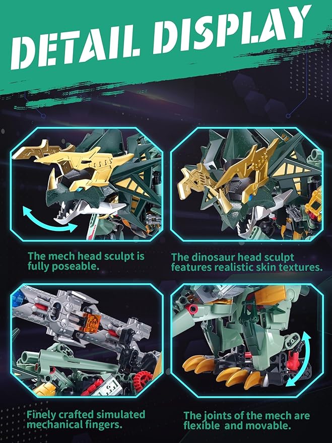 Triceratops Robot 2 in 1 Dinosaurs Transform Building Blocks,Mech Armor Suit Building Sets, Robotics Kits Figures Toys Model, Birthday for Boys, Adult Age 8-14 (Triceratops)