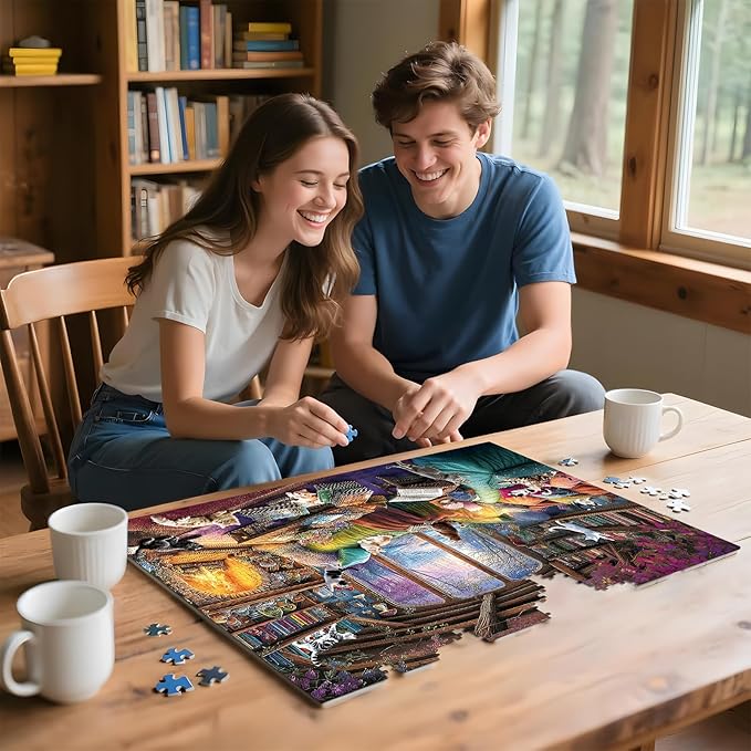 300 Piece Puzzles for Adults, 300 Piece Puzzles for Adults Large Piece, Fantasy Cat Winter Jigsaw Puzzle, Funny Gift for Adult Kids Senior Challenging Family Games Gift Toy, 20.5 X 15 in