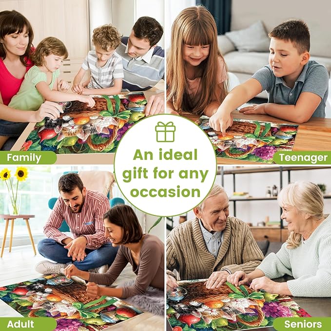 300 Piece Jigsaw Puzzle for Adults, Fruit Basket Cat Jigsaw Puzzle, Funny Animal Jigsaw Puzzles, Animal Pet Lover Challenging Puzzles for Friends Family Activity Game Nights Gifts