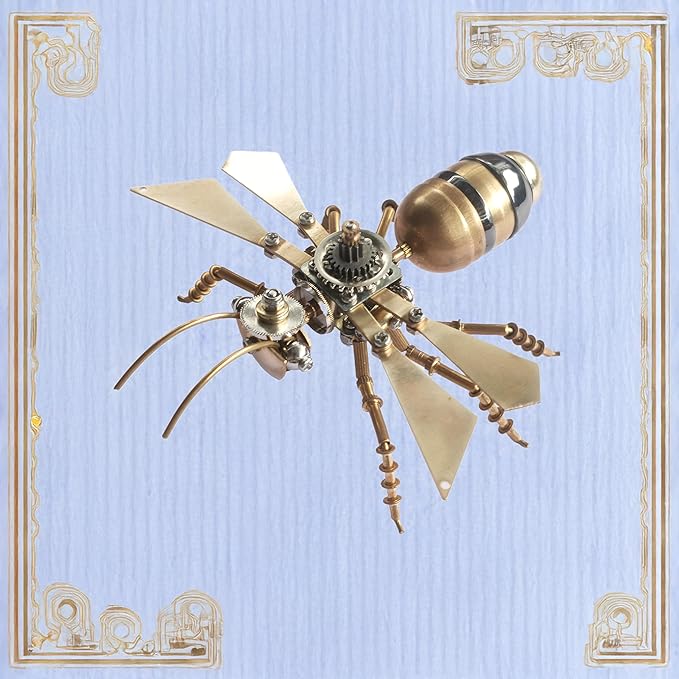 Steampunk Metal Insect Steampunk Bug Mechanical Steampunk Sculpture Steampunk mMechanical Insect Clockwork 3D Steampunk Metal Puzzle, Mechanical Insects Model (Flying Ants)