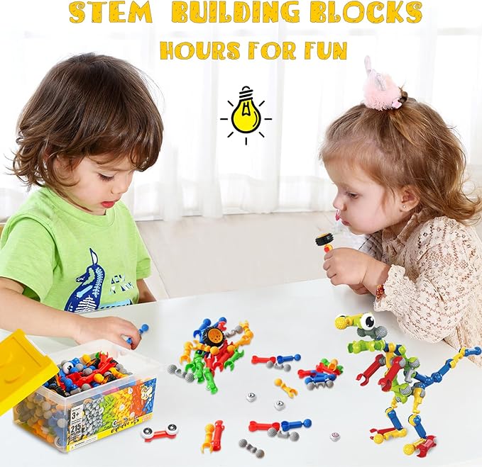 215 PCS Creative Building Blocks Playset Toy - Featuring Storage, Includes Dinosaur, Robot, Car, Spider, Dog Figure, Learning Toy for Kids, Birthdays Gift for Kids, Boys and Girls Ages 4-7, 8+