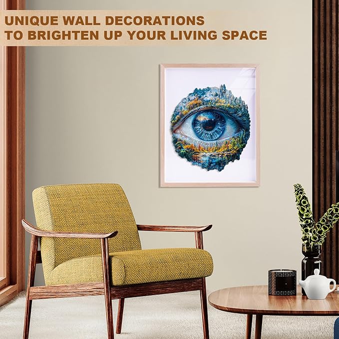 Jigfoxy Wooden Puzzle for Adults, Eye of Nature Jigsaw Puzzles for Adult, Unique Animal Shape Wood Cut Puzzles, Christmas Thanksgiving Gifts for Friends Family (S-8.5 * 7.8in-85pcs)