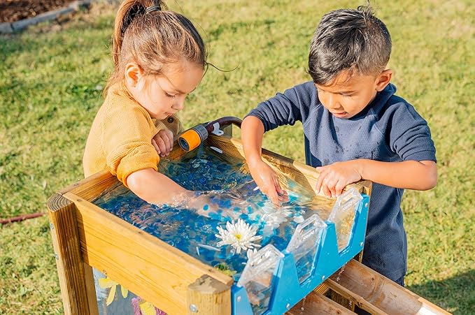 Plum Discovery Wooden Water Run Table for Kids, Toddler Toys, Sensory Activity Table, Outdoor Playset, Painting Easel, Storage Box, Easy to Clean, Durable, Weatherproof, Gift for Ages 3+ Yrs
