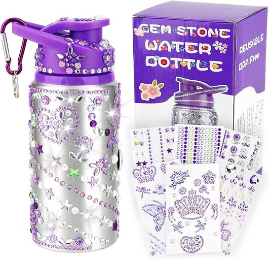 Gifts for Girls, Decorate Your Own Water Bottles with Gem Stickers, Personalize DIY Birthday Gifts for Girls Age 4 5 6 7 8 9 10, Fun Arts and Crafts Gift Ideas Toys for Kids Christmas School Gift