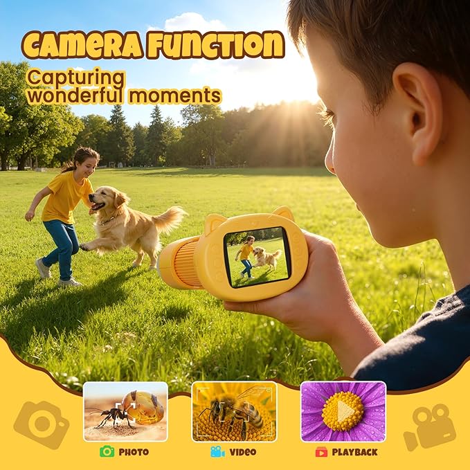 Handheld Digital Mini Microscope for Kids: 1000X 4K Pocket Portable 2.4" Screen Microscopes Toys STEM Electronic Learning Educational Science Kit Toddler 8-12 Birthday Gift 3 4 5 6 7 Year Old Boy Girl