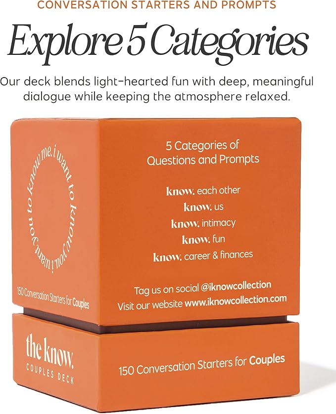 I Know Collection The Know Couples Deck - Date Night Get to Know You Games - 150 Thoughtful Couple Questions – Fun Date Night Cards for New Couples – Romantic Couples Gift