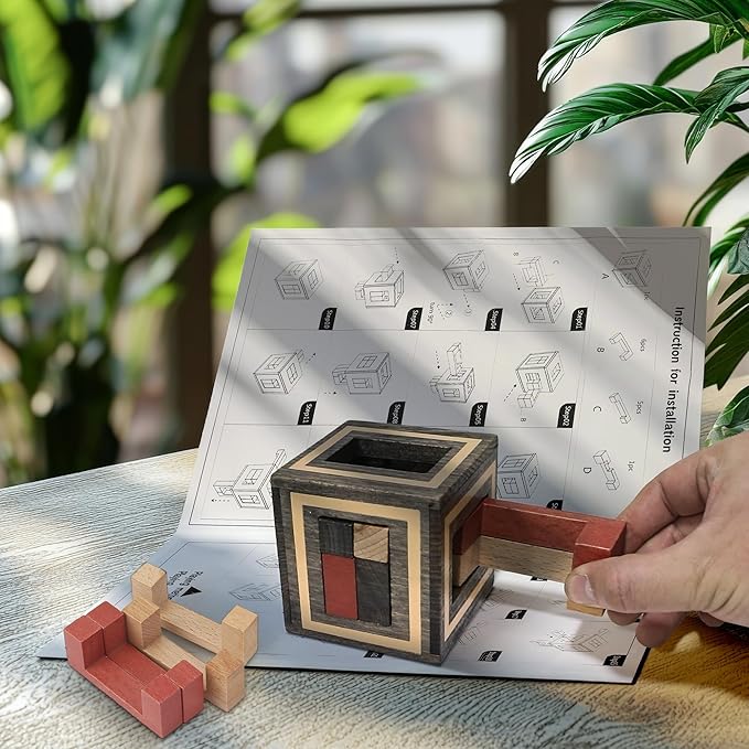 Sharp Brain Zone Wooden Puzzle Box – 3D Mechanical Brain Teaser Puzzle with Secret Compartments | Handcrafted Natural Wood, STEM Educational Logic Game & Unique Gift for Puzzle Lovers