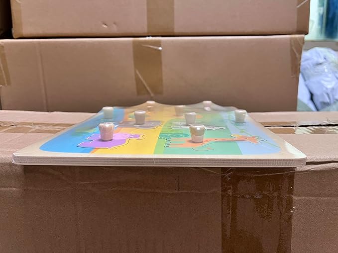 Wooden Puzzles for Toddler Peg Puzzle Toys, Wooden Jigsaw Puzzles Zoo Animal Patterns Puzzle with Handles Educational Montessori Puzzles